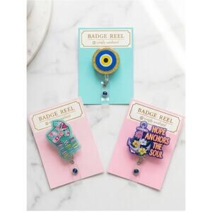 Simply Southern set of three Badge Reels- Pink, Blue, Teal Fun Designs Set.